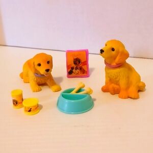 USED VINTAGE BARBIE BOBBIN BOW-WOW GOLDEN RETRIEVER PUPS COMPLETE